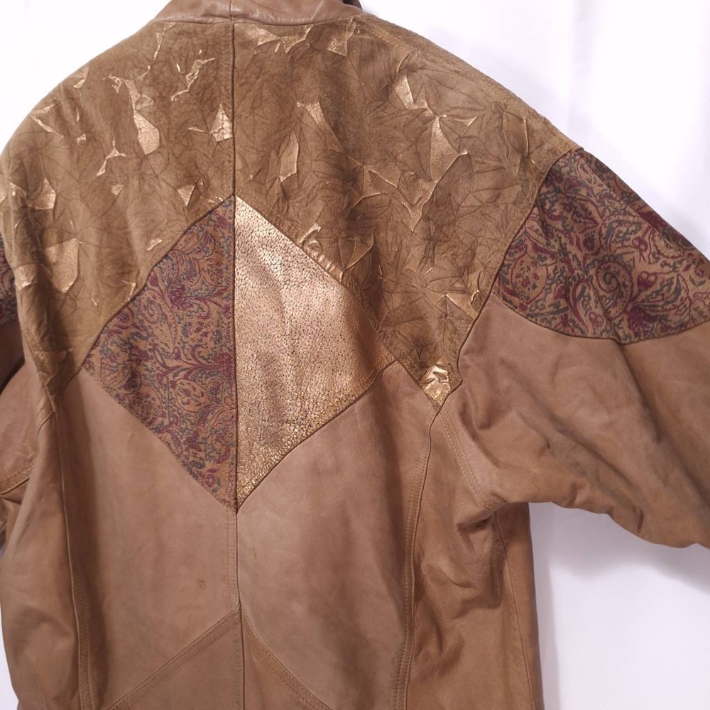 Vtg Pelle Studio Leather Patchwork Trench Coat Go… - image 8